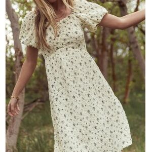 Bohme Beryl Cream Smocked Dress, NWT, Small